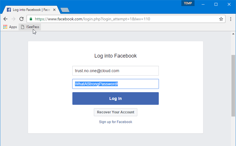 ISeePass app screenshot