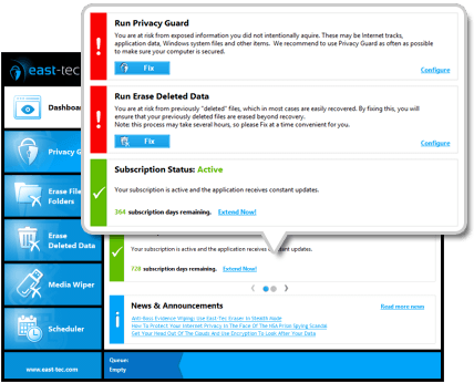 east-tec Eraser Dashboard