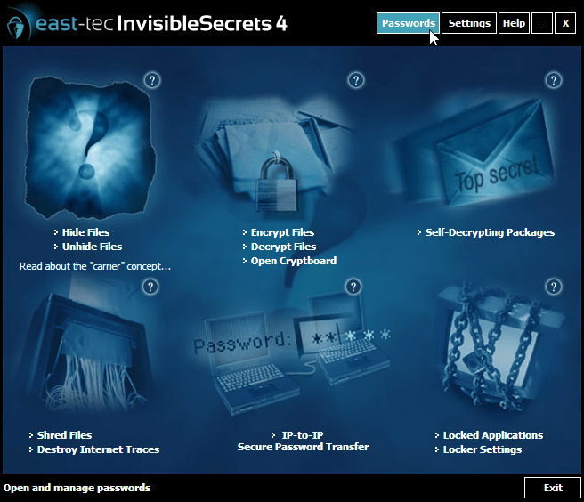 Invisible Secrets - Passwords tab