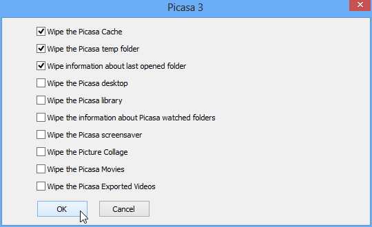 east-tec Eraser privacy settings for Picasa