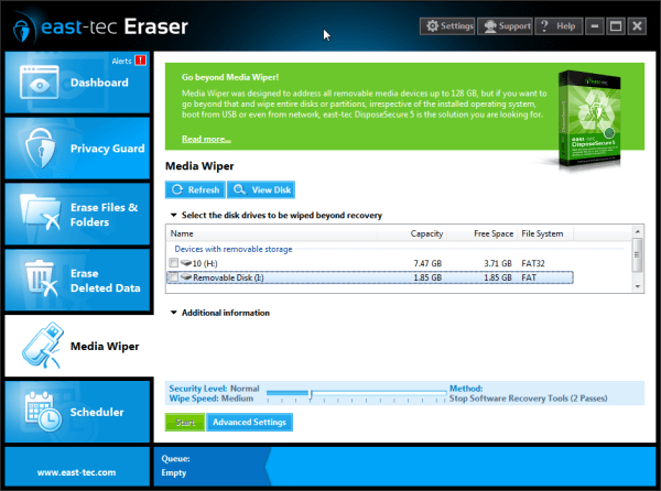 Media Wiper Basic Options and Features