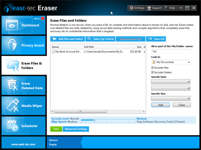 Searching for files using filters