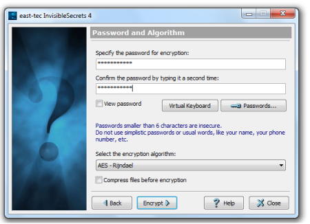 Password encrypt files