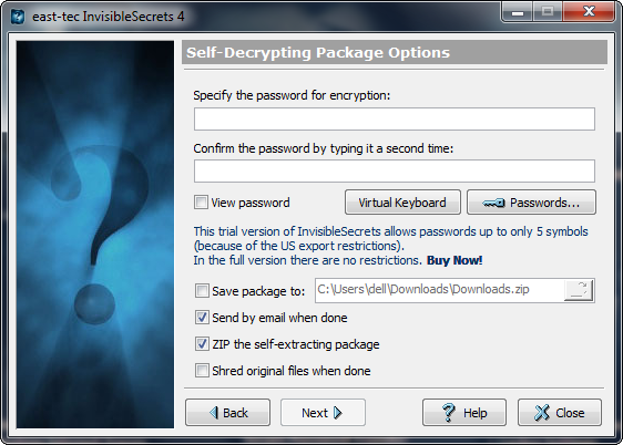 Password for the Self Decrypting Package